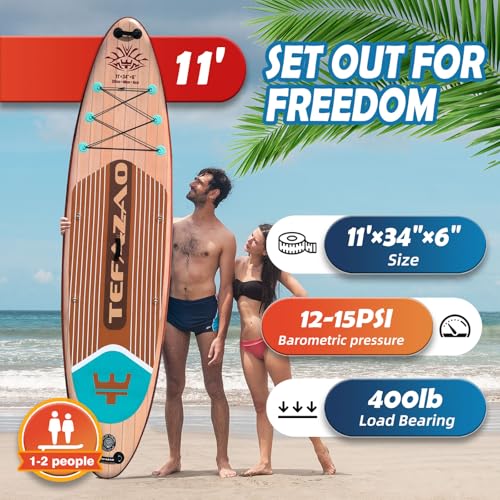 TEFAZAO 34'' Wide Inflatable Stand Up Paddle Board, 400lbs Capacity SUP Board with Premium Paddle Board Accessories, 100L ...