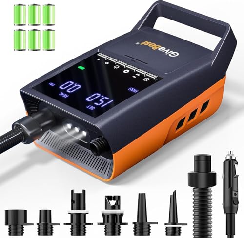 GiveBest Rechargeable Paddle Board Pump, 20 PSI High Pressure and 30% Faster Dual Stage SUP Air Pump with Auto-Off, 3x4500...