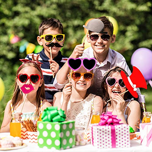 Gejoy 60 Pieces Photo Booth Props DIY Kit Graduation Funny Selfie Props Accessories for Wedding Prom Party Supplies Favors...