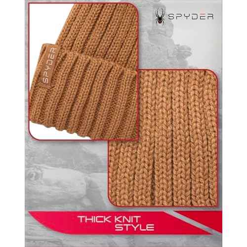 Spyder Women's Beanie - Cozy Plush Sherpa Lined Ribbed Cuff Winter Hat for Women with Embroidered and Woven Logo Patch
