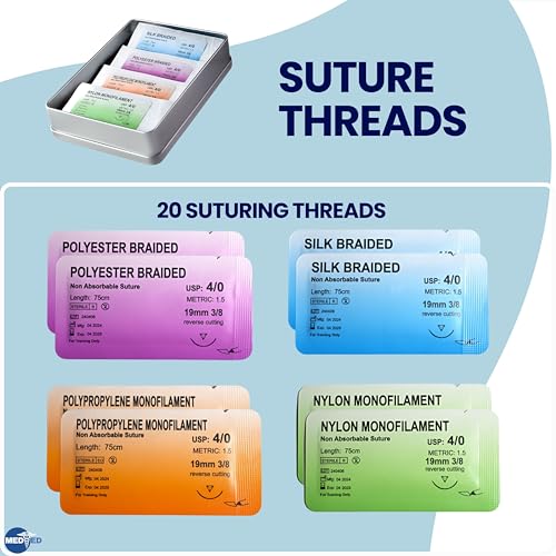 MEDED Suture Practice Kit with Blood | Realistic Complete Suture Practice Kit (40 Pieces) for Medical/Vet Student | Includ...