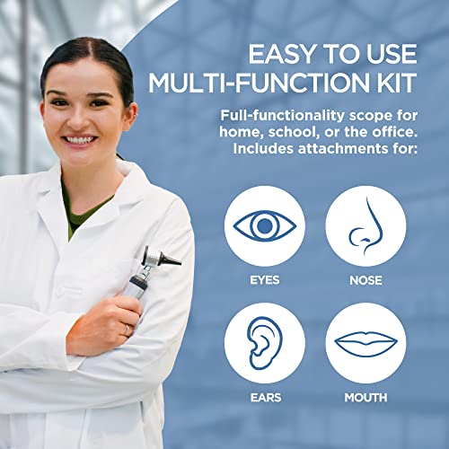 Zyrev Otoscope Oph Diagnostic Set - 36 Piece Medical and Nursing Student Otoscope/Opthalmoscope Diagnostic Kit - with Leat...