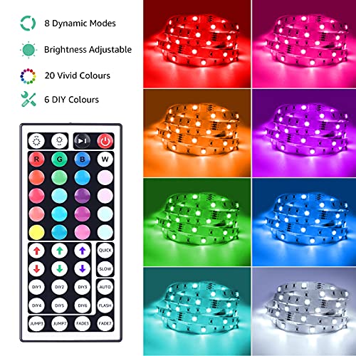 Lepro LED Strip Lights, 39.4Ft RGB LED Strips, 5050 SMD LED Color Changing Strip Light with 44 Keys Remote Controller and ...