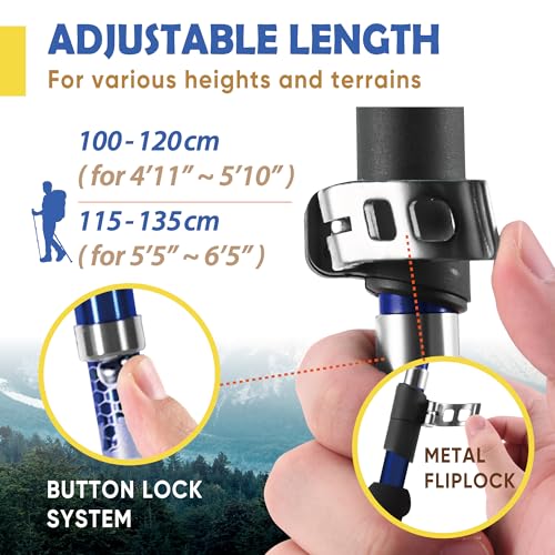 Trekology Trek-Z Collapsible Hiking & Trekking Poles - Balance Support for Seniors, Women, and Men, 2pc Per Set