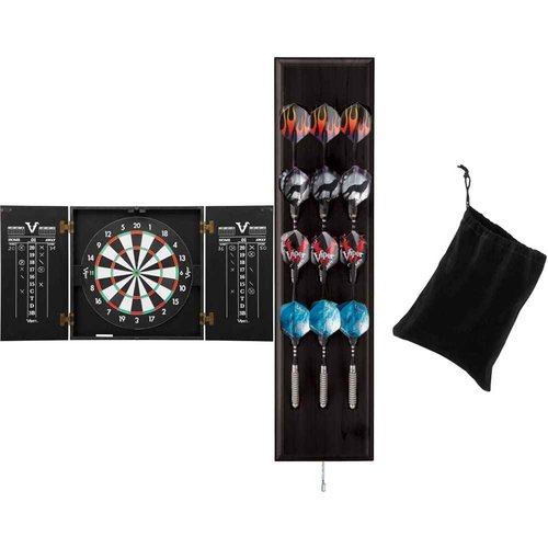 Viper Hideaway Cabinet & Steel-Tip Dartboard Ready-to-Play Bundle with Dart Accessories
