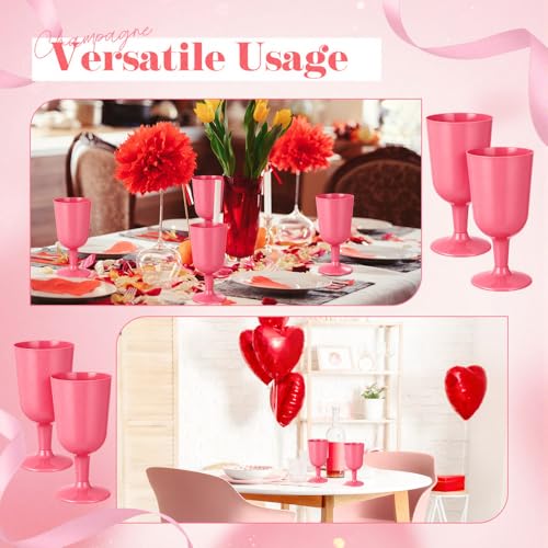 Jingmore 96 Pcs Valentine's Day Plastic Wine Glasses with Stem 7 oz Plastic Goblets for Party Disposable Wine Cup Champagn...