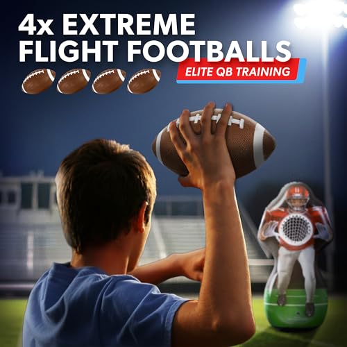 GoSports Inflataman Football Challenge - Includes 4 Rubber Footballs, Ball Pump, and Scoreboard - Inflatable Receiver Touc...