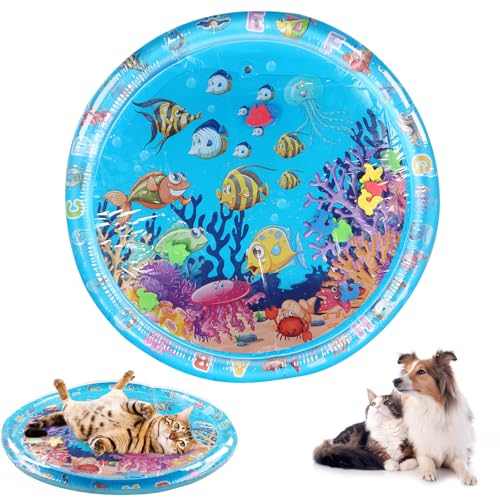 BIXMK 2025 New Thickened Water Sensor Play Mat, Pet Water Sensory Mat, Water Sensory Playmat with Fish, Interactive Sensor...