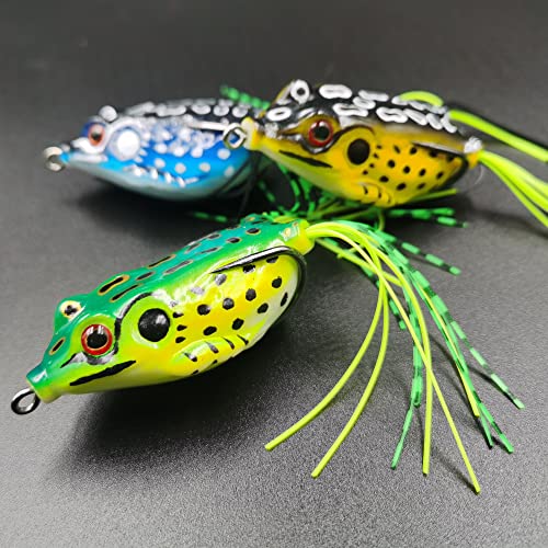 LENPABY 5pcs Frog Lure Ray Frog Topwater Fishing Crankbait Lures/Artificial Soft Bait 5.5CM 8G Soft Tube Bait,Especially f...