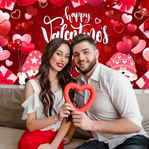 Large 71" X 43" Valentine's Day Backdrop, Red Pink Photography Background for Happy Valentine Party Decorations and Banner