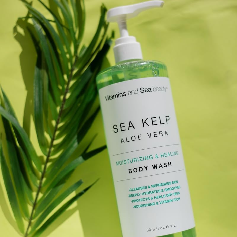 Moisturizing & Healing Body Wash with Sea Kelp & Aloe Vera - Hydrating Cleanser for Dry Skin - Vitamin-Enriched Shower Gel - 33.