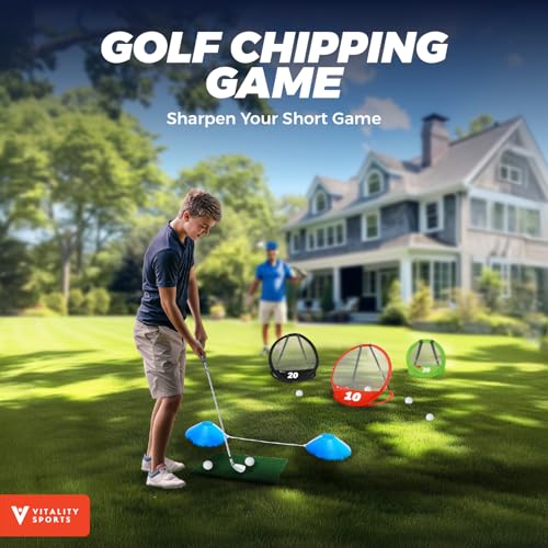 Vitality Sports Golf Chipping Net, 3PCS Pop-Up Golf Practice Net for Backyard, Indoor Outdoor Chipping Game with 3 Target...