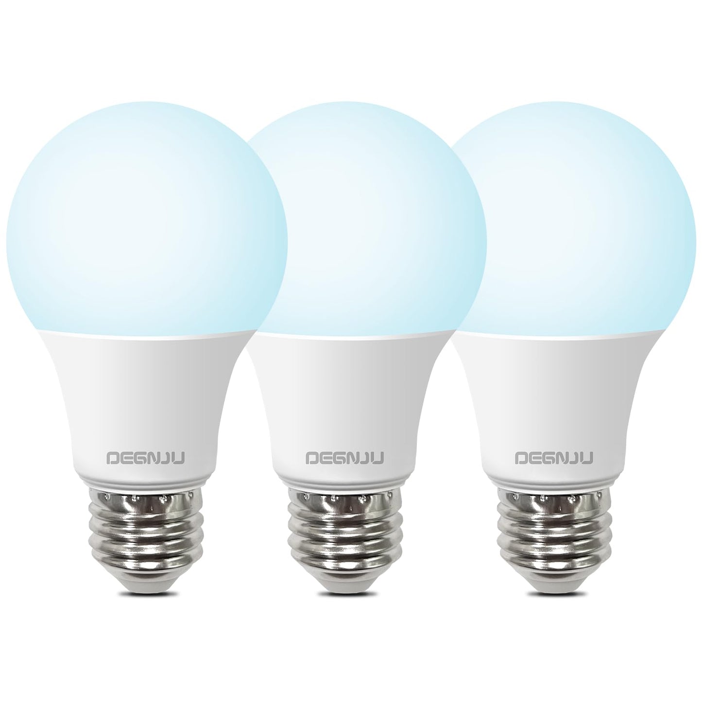 DEGNJU A19 LED Light Bulbs, 60 Watt Equivalent LED Bulbs, Daylight 5000K, 800 Lumens, E26 Standard Base, Non-Dimmable, 8W Warm White LED Bulbs for Bedroom Living Room,3 Pack
