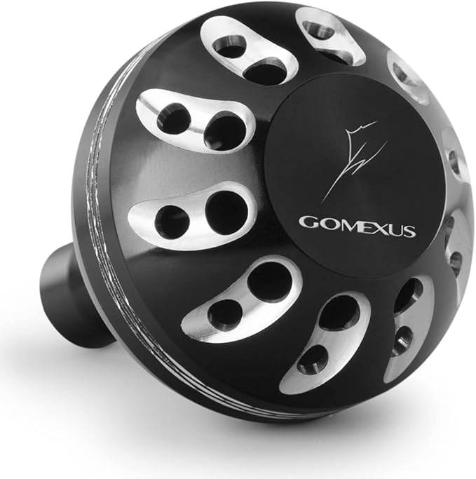 GOMEXUS Power Knob Compatible for Shimano Daiwa Penn Fishing Reel Handle Knob 38mm Metal with Shaft, Black Silver