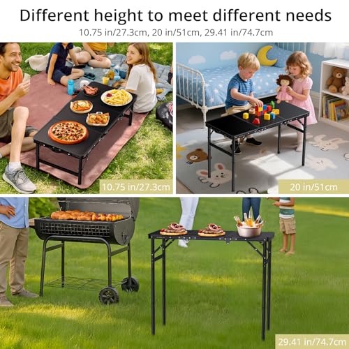 Anbte 3ft Tri-fold Camping Table Max 29.5", 3 Adjustable Heights Aluminum Folding Camping Table with Storage Bag, Lightwei...