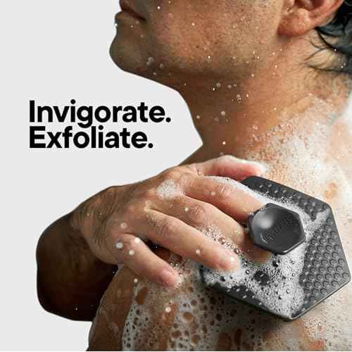 TOOLETRIES Body Scrubber 2.0 ? Premium Silicone Scrubber for Cleaning, Exfoliating Your Skin ? Extra Long Lather Boosting Bristles with Ergonomic Handle, Long-Lasting & Easy to Clean - Charcoal