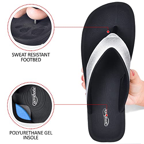 AEROTHOTIC Slip On Recovery Footwear Plantar Fasciitis Flip Flops for Women Yoga Mat Outdoor Walking Beach Ladies Arch Sup...