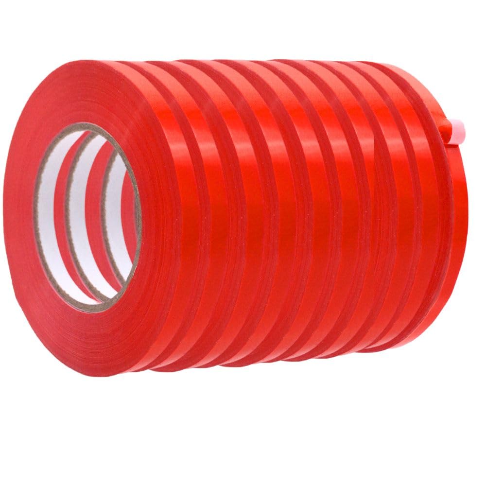 WOD Red Produce Poly Bag Sealing Tape, 3/8 inch x 180 yds. (Pack of 10) for Packaging and Sealing of Meat, Gifts, or Ice Bags BSTC24PVC