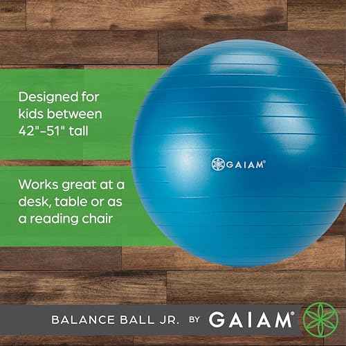 Gaiam Kids Balance Ball Chair - Classic Children's Stability Ball Chair, Alternative School Classroom Flexible Desk Seating for Active Students with Satisfaction Guarantee, Blue/Green