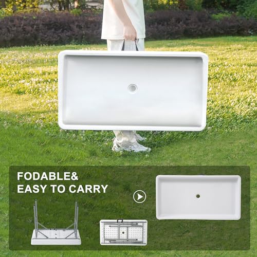 Allpop 4 Foot Folding Ice Cooler Table with Matching Skirt, Portable Patio Table with Grid Rack & Drain Hose for Party Bar...
