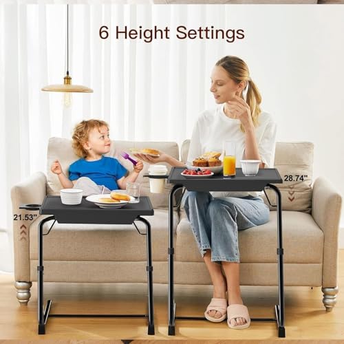 HUANUO Adjustable TV Tray Table - TV Dinner Tray on Bed & Sofa, Comfortable Folding Table with 6 Height & 3 Tilt Angle Adj...