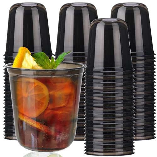 Xuelimei 50pcs 12oz Disposable Stemless Glasses,PET Disposable Drinking Cups,Cold Party Clear Plastic Wine Glasses for Par...
