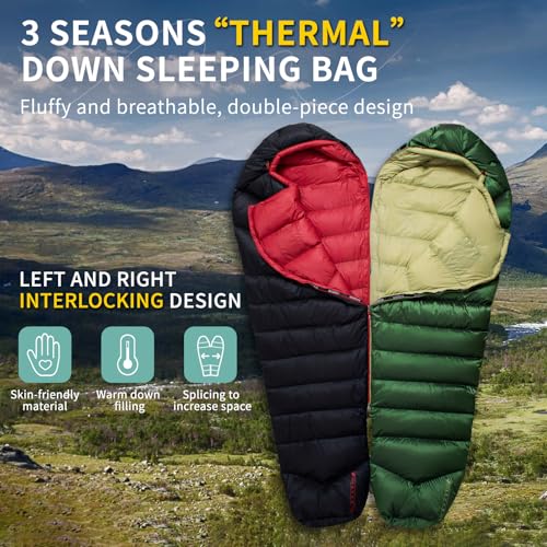 BUERTS Down Backpacking Sleeping Bag 620FP, Lightweight Sleeping Bag for Adult Backpacking, Hiking, Camping. with Compress...