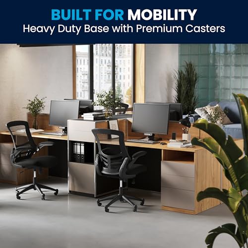 Flash Furniture Kelista Mid-Back Swivel Office Chair with Adjustable Seat Height, Ergonomic Mesh Desk Chair with Flip-Up A...