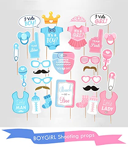 Baby Shower Photo Booth Props Gender Reveal Backdrop Baby Gender Reveal Party Supplies Boy or Girl Banner Boy Girl Foil Ba...