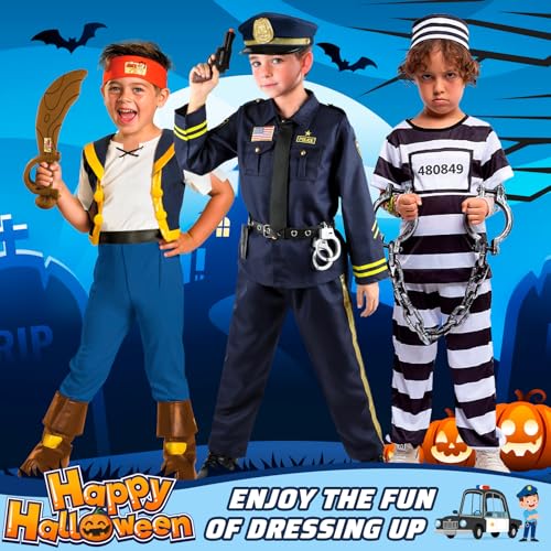 GIFTINBOX 12PCS Police Costume for Kids, Kids Police Officer Costume for Boys Girls with Accessories, Halloween Costumes f...