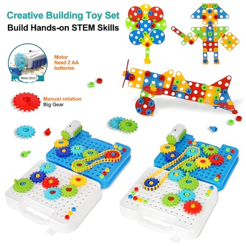 IIROMECI Gears Toys for Kids Ages 4-8, STEM Educational Construction Toys, Building Toy Set for Boys and Girls, Engineerin...