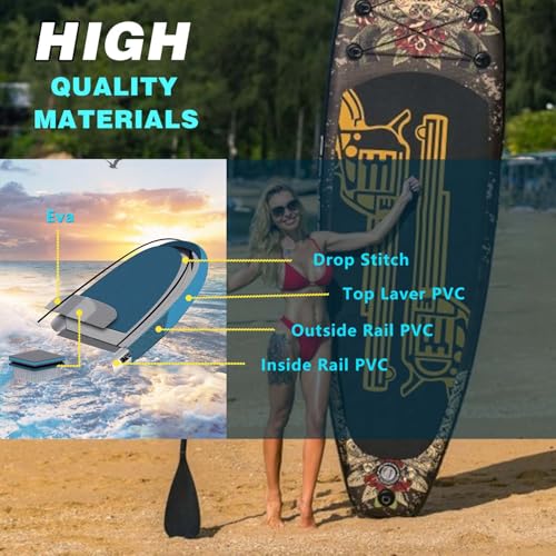 Inflatable Paddle Board 10'6''/11' Wide, Standup Paddle Board for Adults, with Premium SUP Accessories - 3 Fins, Adjustabl...