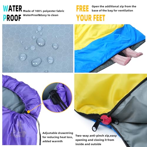 Xelaro Sleeping Bags for Adults Kids - 3 Season Cold&Warm Weather Waterproof Camping Sleeping Bags - Lightweight Sleeping ...