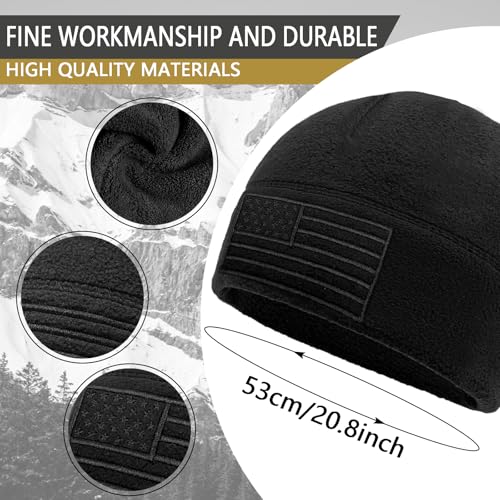 Asikkon American Fleece Watch Cap, American Flag Tactical Beanie for Boys Men's Warm Winter Hat Beanie
