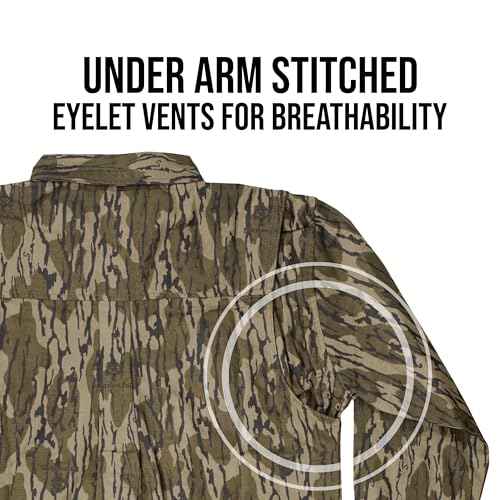 Mossy Oak Chamois Hunting Camo Shirt for Men | Heavyweight Cotton, Button Down Shirt with Pockets