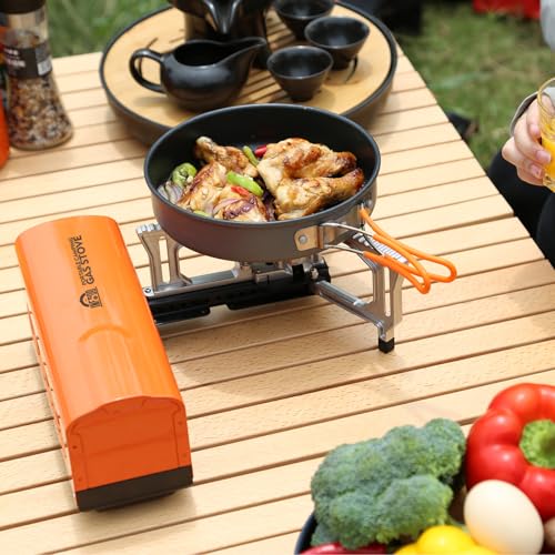 INFOOD Portable Butane Gas Camping Stove - 7500 BTU Compact Folding Design with Carry Bag for Backpacking, RV Trips, Picni...