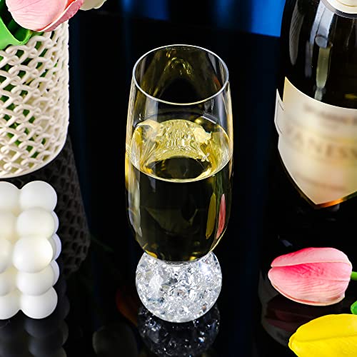 Hanjue Lead-free Crystal Champagne Glasses Set of 4, 7 Oz Clear Champagne Flutes - Ideal for Gifts,Parties, Wedding, Chris...