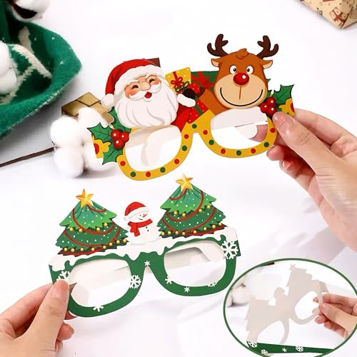 Gushijieju Christmas Accessories Glasses Cardstock, Christmas Party Favors Supplies Photo Booth Props Party Decorations 12...