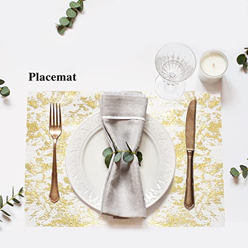 Ohanniewa Gold Table Runner 11 inch x 32 Feet Glitter Metallic Gold Foil Mesh Table Runner Roll Table Decorations for Wedd...