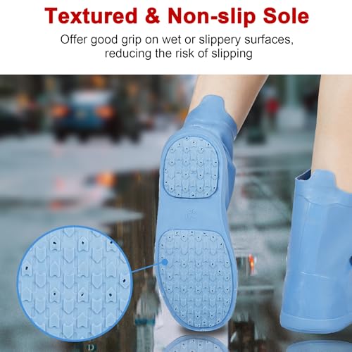 Dream Apparel Waterproof Rain Shoe Covers for Women Men, Non-Slip Reusable Foldable Boot Covers Rainproof Overshoes Over S...