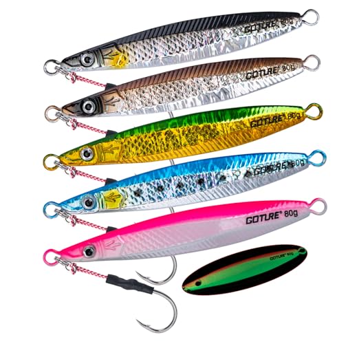 Goture Fishing Jigs Saltwater,60g-400g Vertical Jigs with Assist Hook, Speed Fast Jig Deep Sea Fishing Jigging Spoon Lures...
