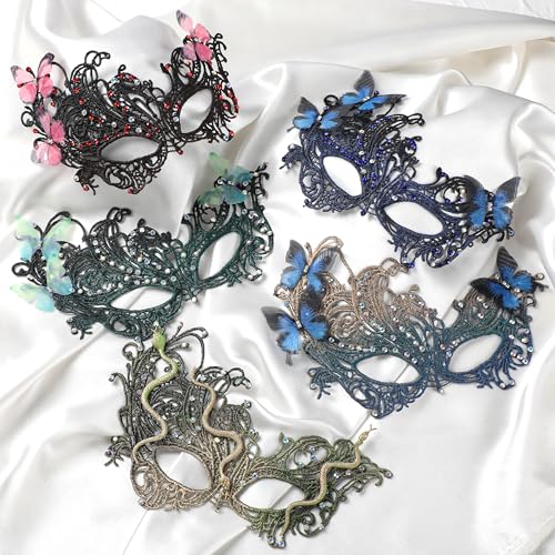 Zinniday Halloween Lace Masquerade Masks - 1920s Vintage Antique Mask for Men Women Carnival Party Mardi Gras Evening Prom