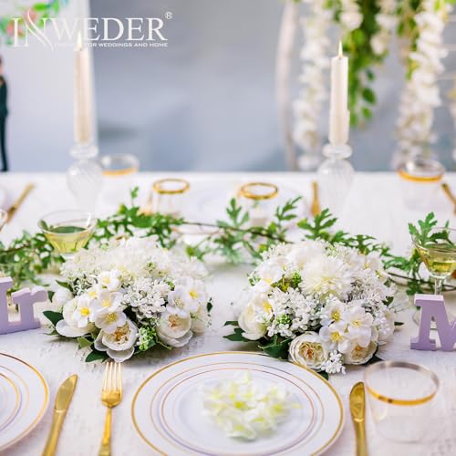Inweder Flower Balls Centerpieces for Tables: 10 PCS White Flowers for Centerpieces Floral Arrangements Centerpiece for We...