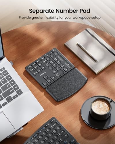 ProtoArc Wireless Ergonomic Keyboard, EK04 2.4GHz USB Wireless Ergo Keyboard with Separate Numeric Keypad, Split Design, H...