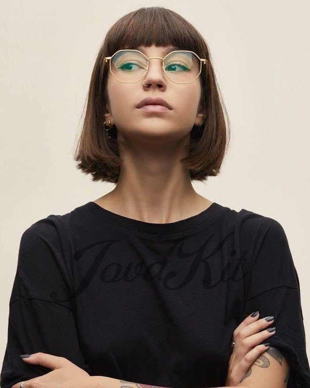 JOVAKIT Polygon Blue Light Blocking Glasses for Women Men Vintage Octagon Square Non-prescription Metal Eyeglasses