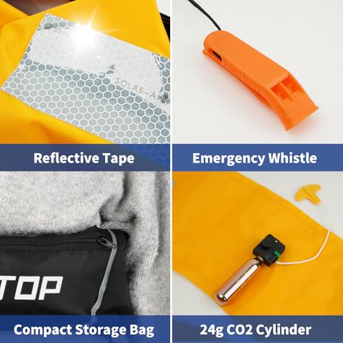 Owntop Manual Inflatable Belt Pack, Adults Swim Jacket with Blowpipe & Whistle, 24g CO2 Cylinder Included, Low Profile for...