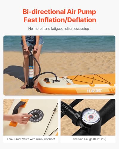 VEVOR Inflatable Stand Up Paddle Board, with Board Accessories, Pump, Paddle, Fin, Phone Bag, Backpack, Ankle Leash, Repai...