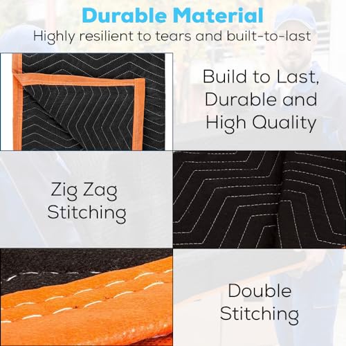 Simpli-Magic Heavy Duty Padded Moving Blankets 72" x 40" – 12 Pack – Packing Blankets, Furniture Covers for Moving