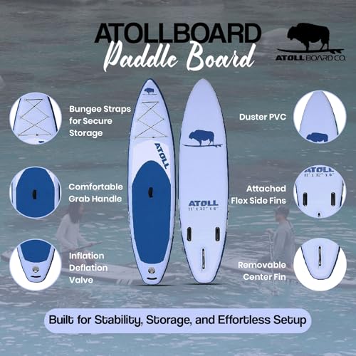 Atoll Inflatable Paddle Board with Premium SUP Stand Up Paddle Board Accessories & Back Pack, Non-Slip Comfort Deck for Un...