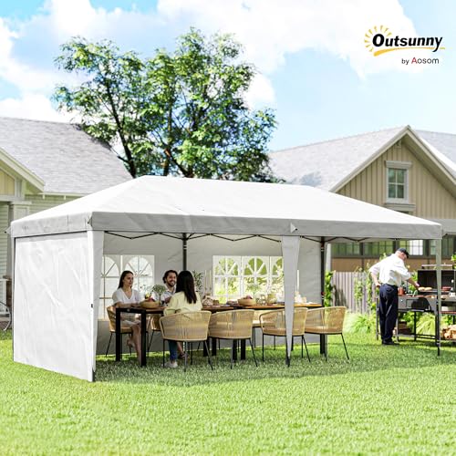 Outsunny 10' x 20' Pop Up Canopy Tent with 4 Sidewalls, Heavy Duty Tents for Parties, Outdoor Instant Gazebo with Carrying...